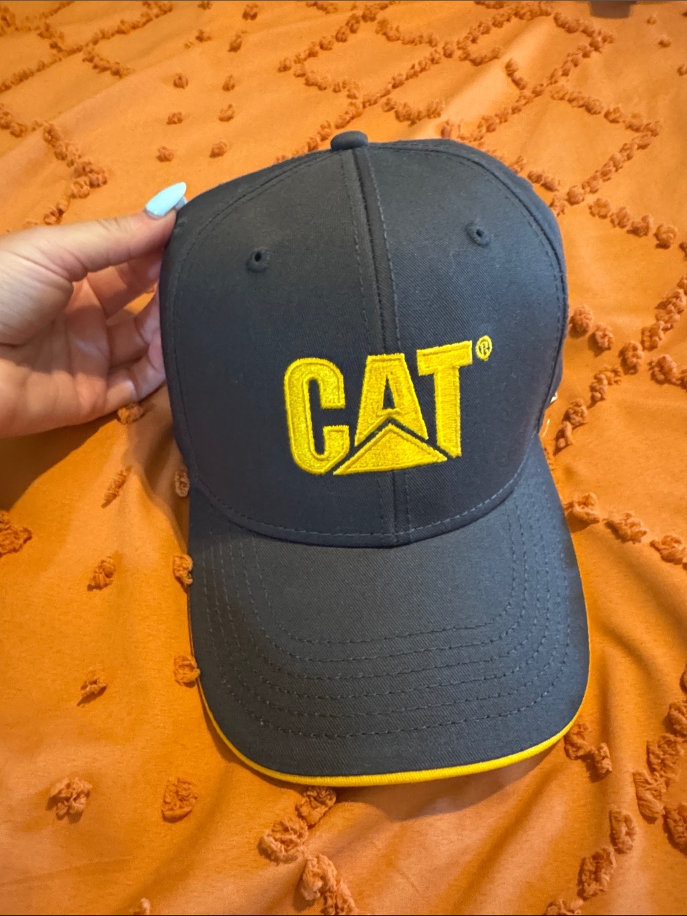 Caterpillar Navy Cap with Yellow Logo Trim